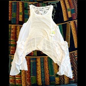 NEW WITH TAGS WOMENS FLEUR DE LIS LACE TANK TUNIC COVER ALL SIZE MEDIUM